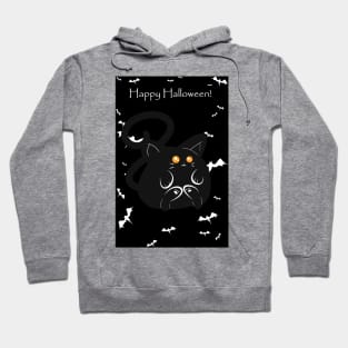 "Happy Halloween" Fat black Cat Hoodie